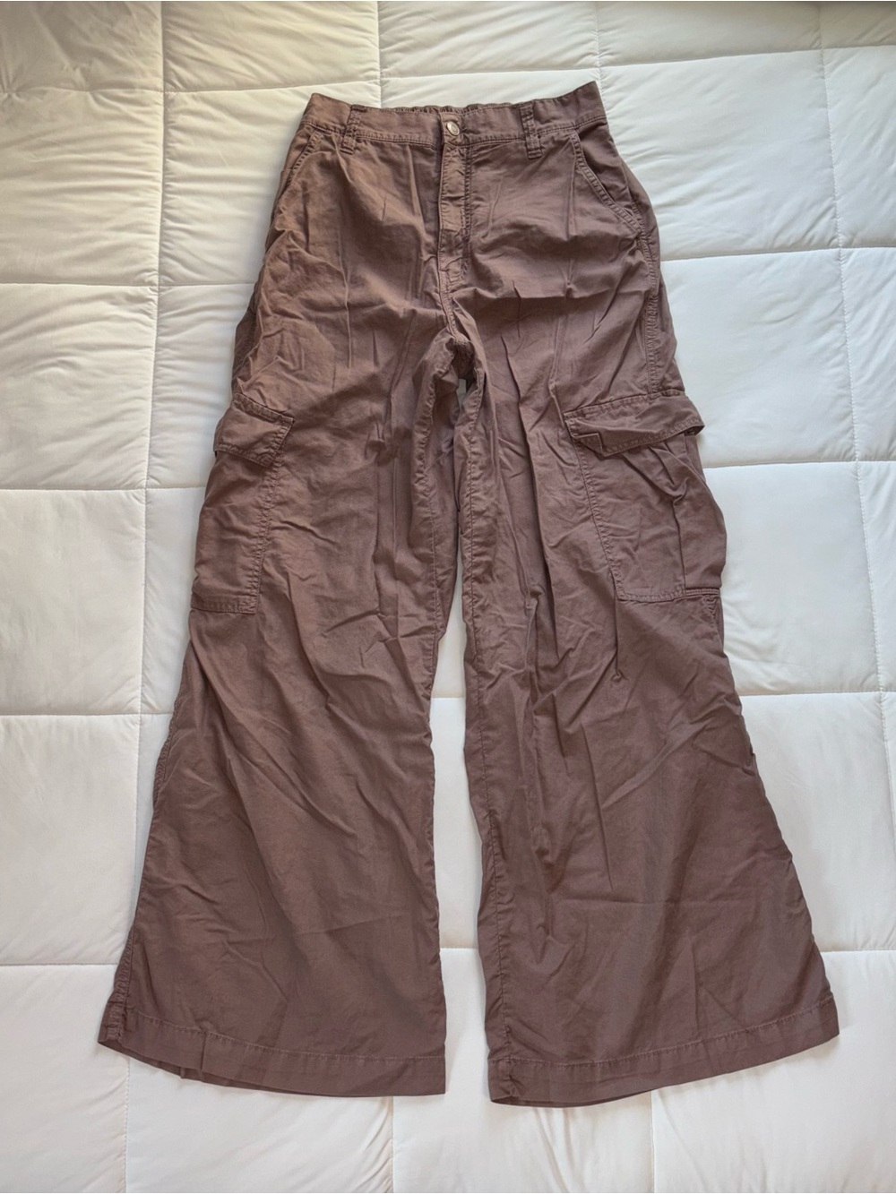 Garage Wide-Leg Cargo Pants in Mauve Brown